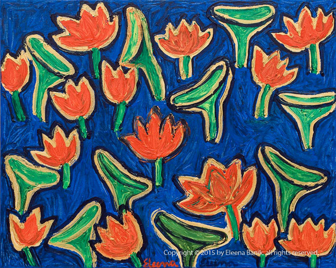 Lotus Pond, Acrylic on Canvas, with Durbar