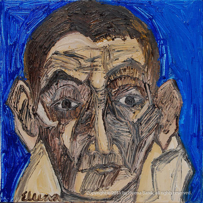 Portrait Blue, Oil on Canvas,1 x 1 ft