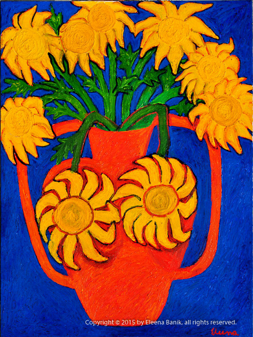 Sun Flowers, Oil on Canvas, 3 x 4 ft